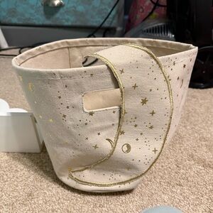 Pehr Canvas Storage Bin with Gold Moon & Stars